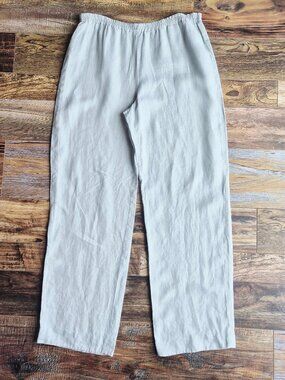 Vintage Giorgio Armani Made in Italy 100% Linen Relaxed Fit Pants Pull-On Green